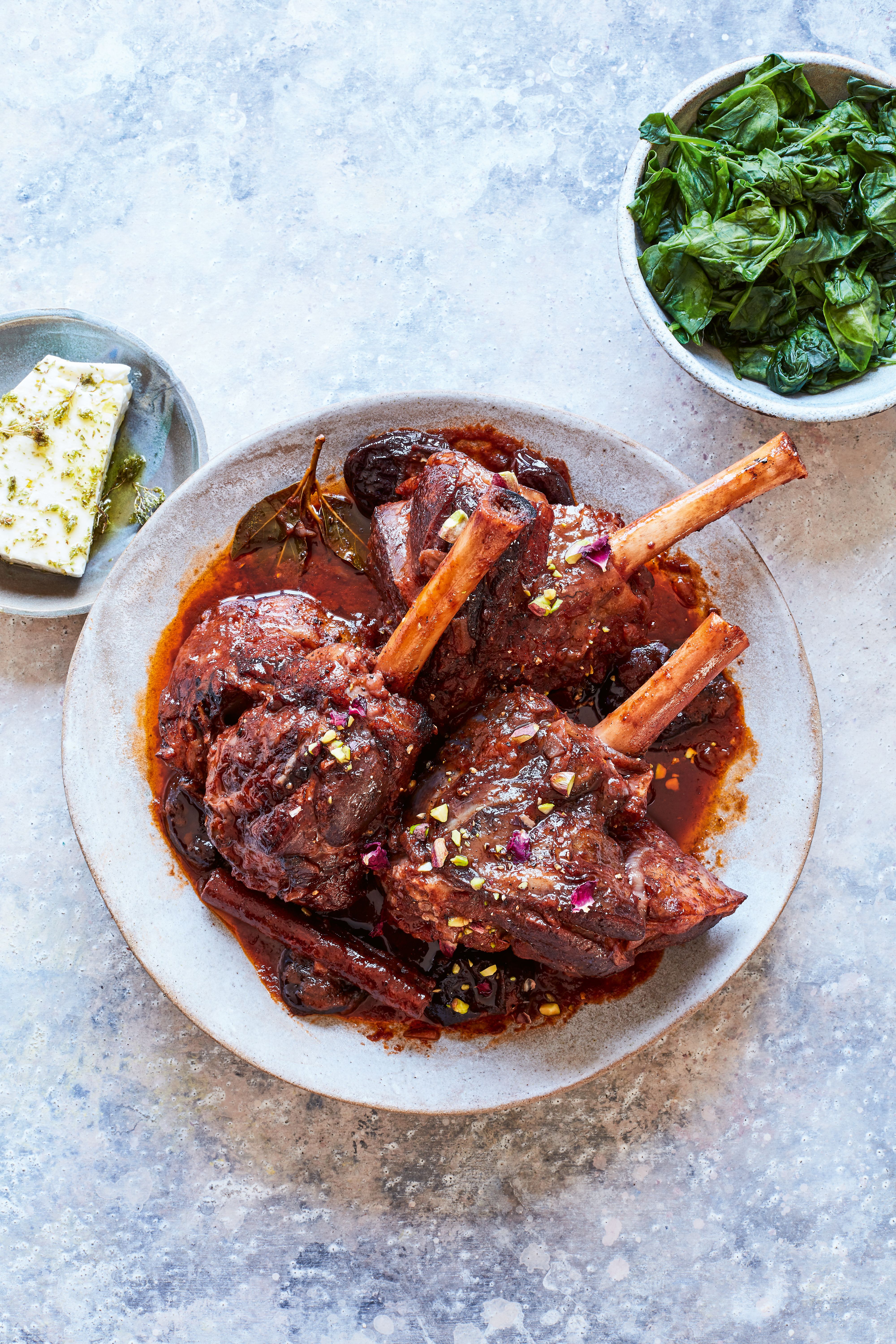 Theo Michaels’ Cypriot lamb shanks in sticky sauce